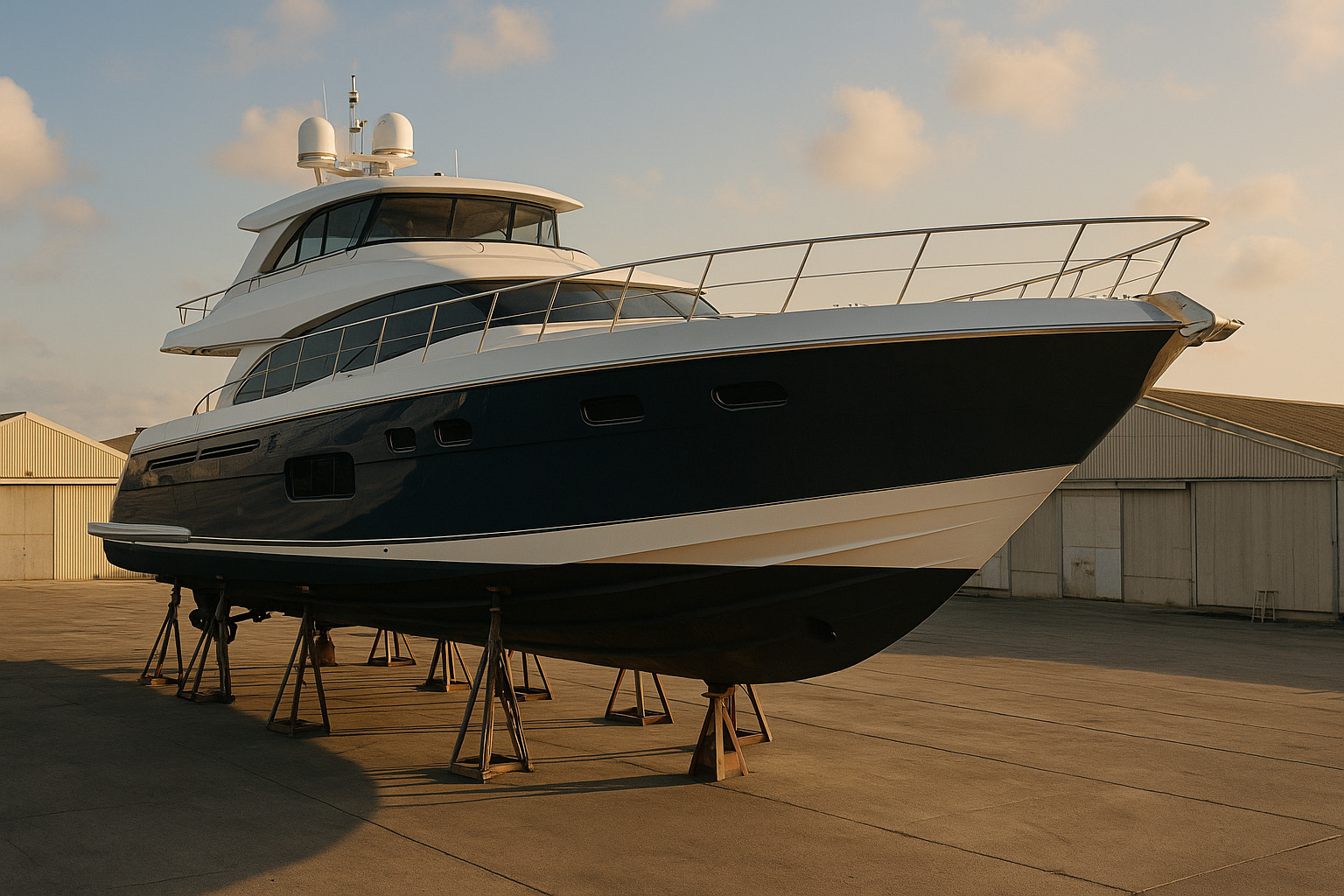 Yacht in a dry dock